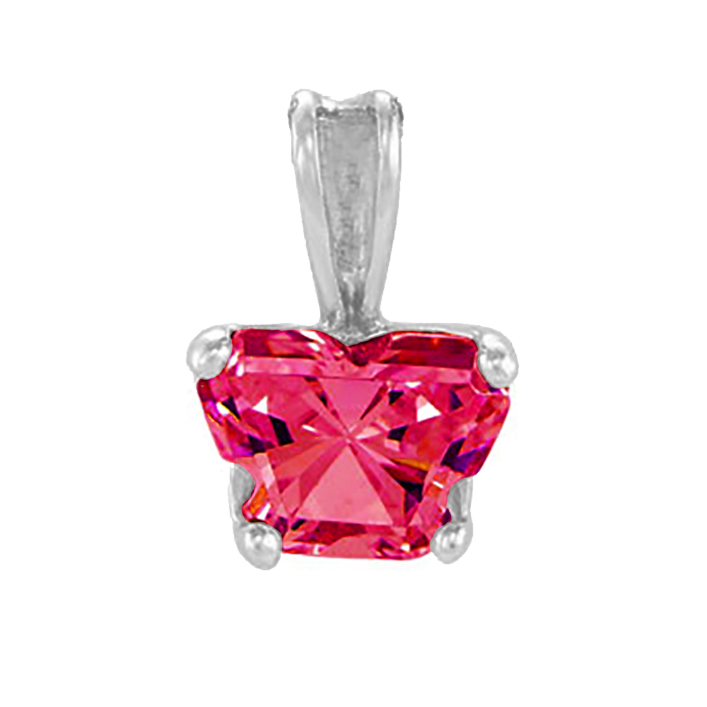 Girl's Bfly Fuchsia Cubic Zirconia 10k White Gold Pendant