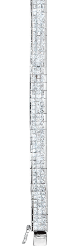 Fancy 8 3/8 CTW Diamond Line Bracelet, 14k White Gold, 7.5"