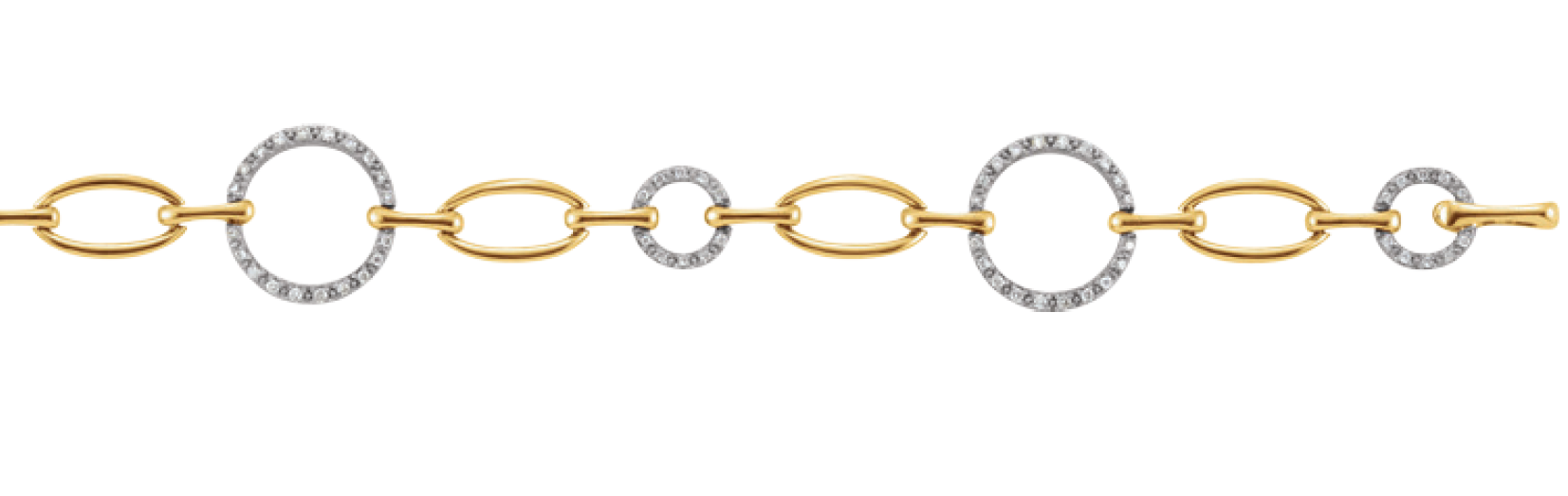Two-Tone Diamond Bracelet, 14k Yellow and White Gold, 7.25" (.5 Cttw, H-I Color, I1 Clarity)