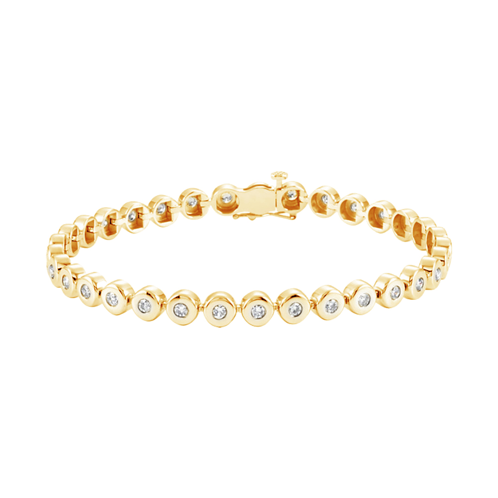 Diamond Line Bracelet, 14k Yellow Gold, 7.25"