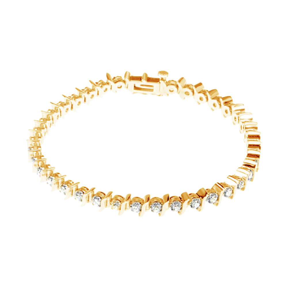 Diamond Line Bracelet, 14k Yellow Gold, 7.25" (1.5 Cttw, Colour GH, I1 Clarity)