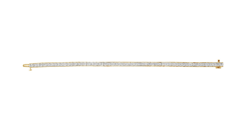 Princess-Cut Diamond Line Bracelet, 18k Yellow Gold, 7.25" (9 Cttw, GH Colour , SI1 Clarity)