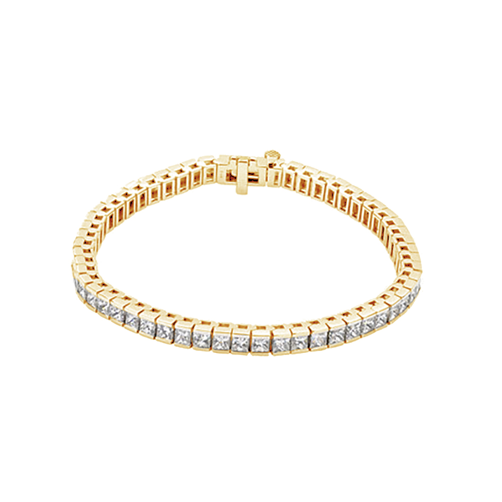 Princess-Cut Diamond Line Bracelet, 18k Yellow Gold, 7.25" (9 Cttw, GH Colour , SI1 Clarity)