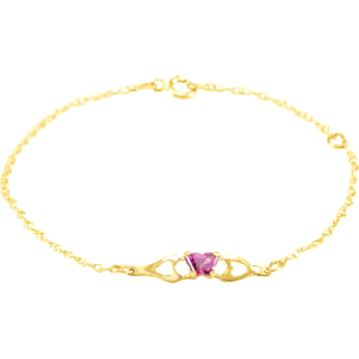 Girl's 'Bfly' July Birthstone Bracelet in 10k Yellow Gold, 4.1"