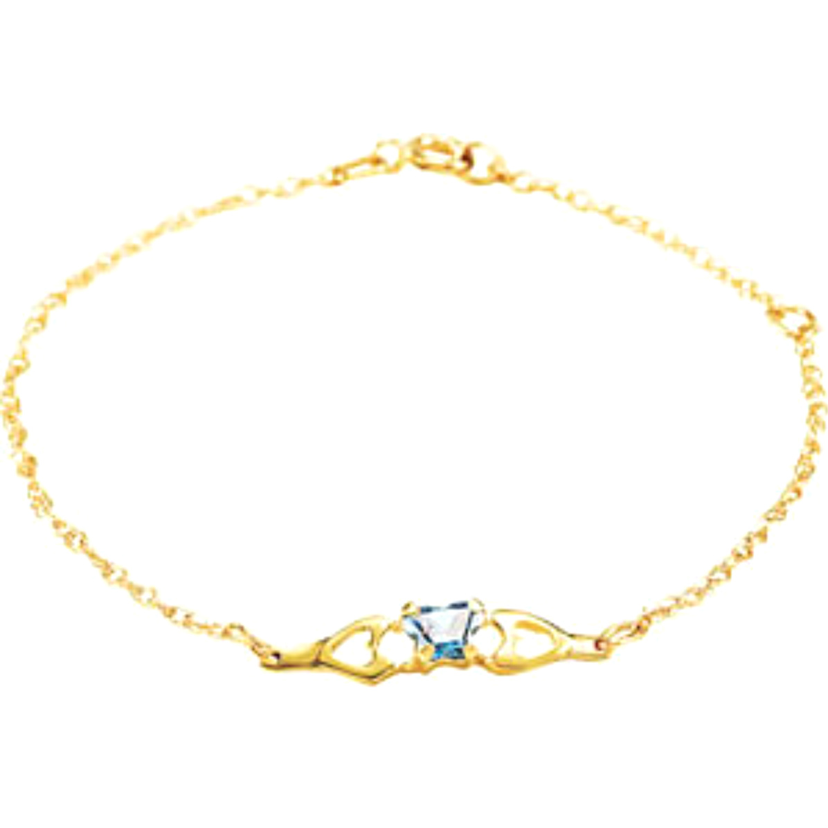 Girl's 'Bfly' September Birthstone Bracelet in 10k Yellow Gold, 4.1"