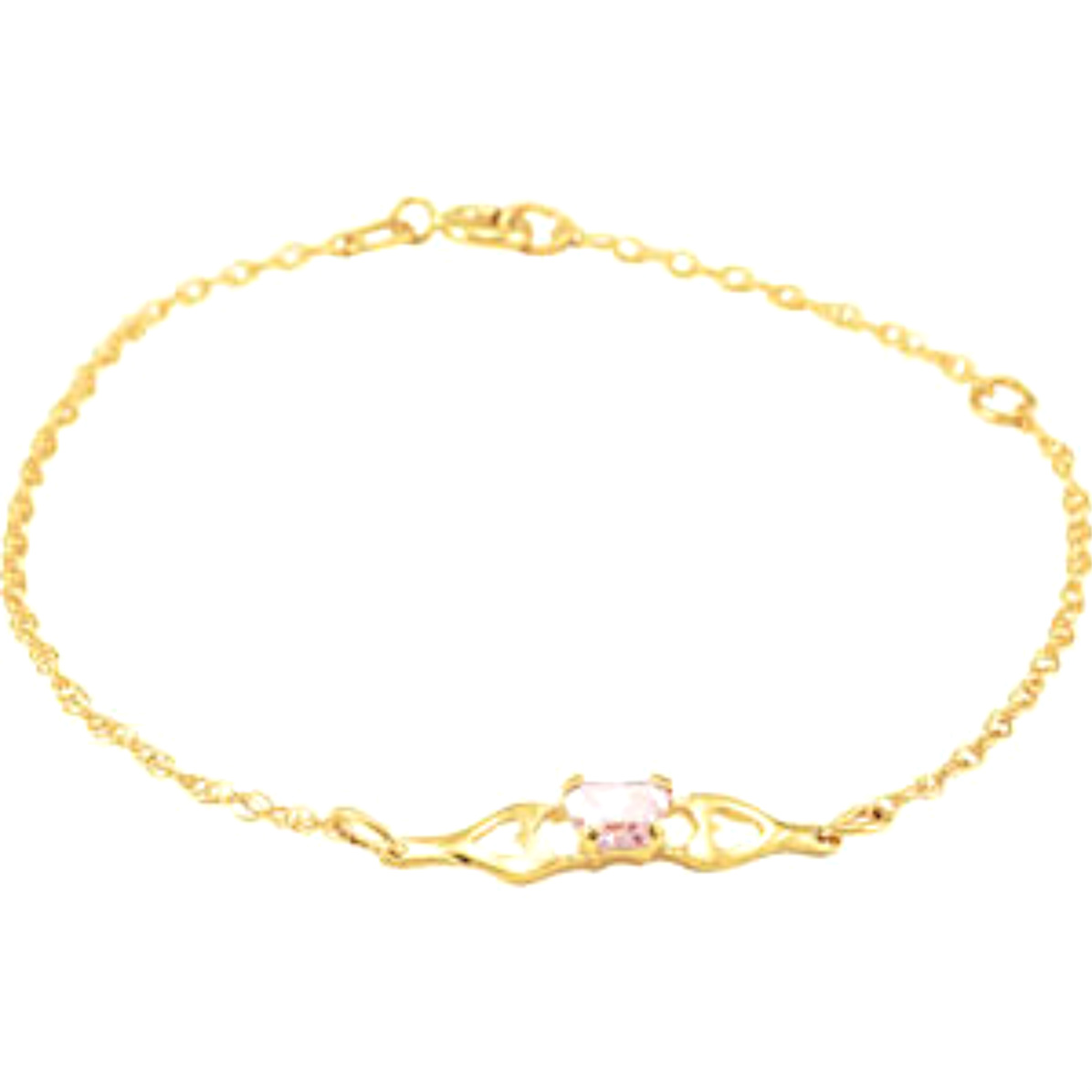 Girl's 'Bfly' October Birthstone Bracelet in 10k Yellow Gold, 4.1"