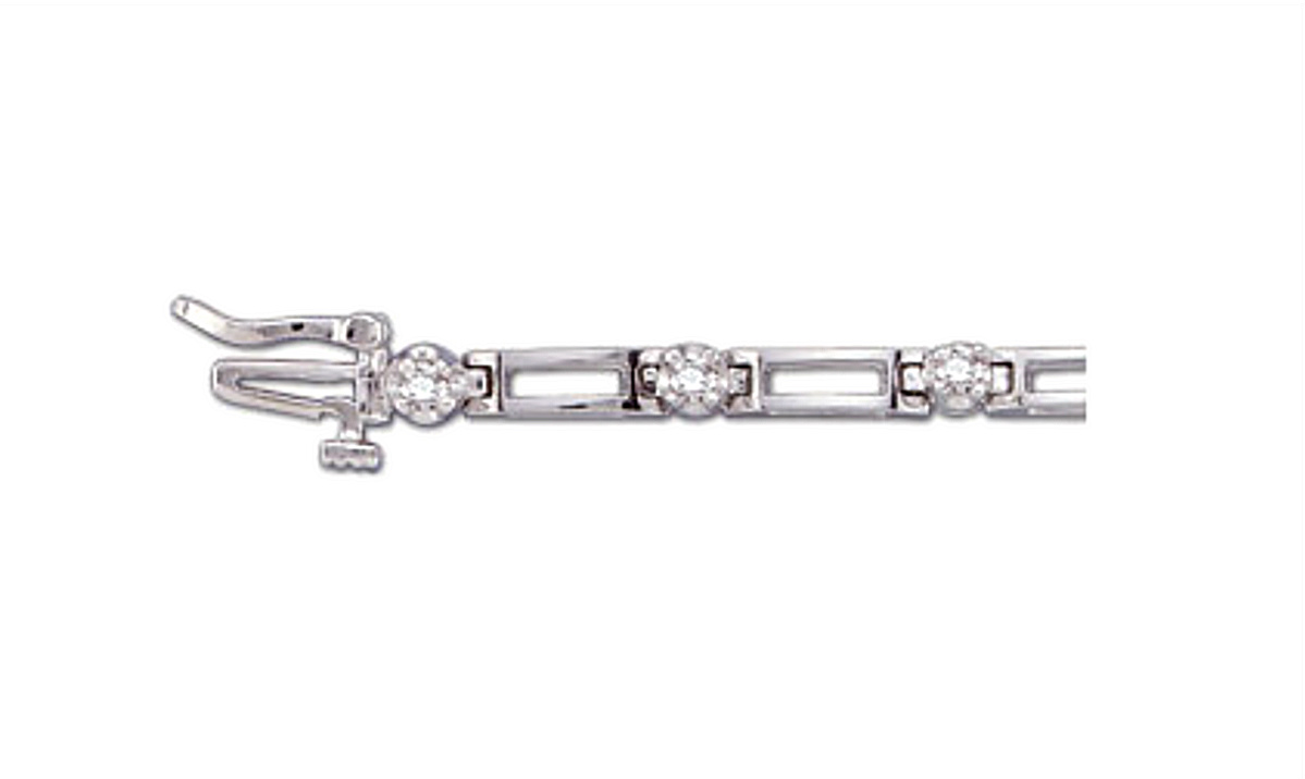 Classy 3/4 CTW Diamond Rhodium-Plated 14k White Gold Line Bracelet, 7"