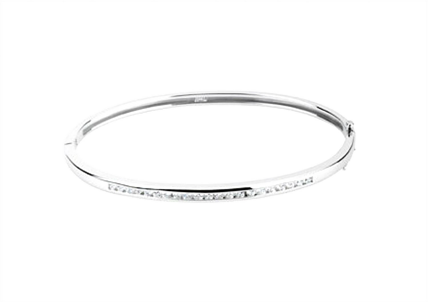 Fashion 5/8 CTW Diamond Bangle Bracelet in Rhodium-Plated 14k White Gold, 7"