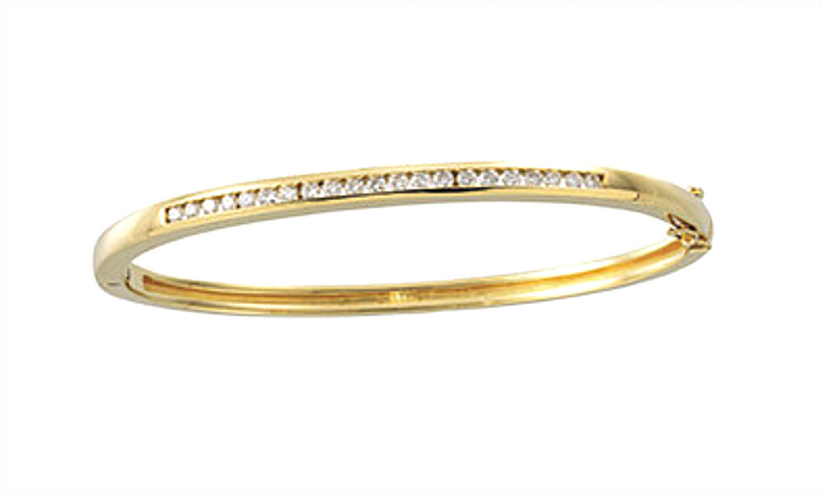Fashion 5/8 CTW Diamond Bangle Bracelet in 14k Yellow Gold, 6.5"