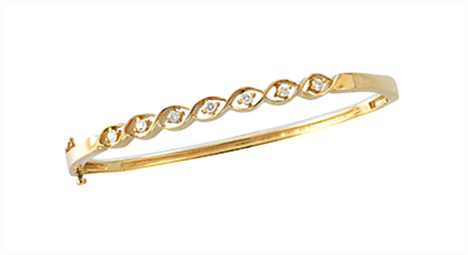 Fancy 1/4 CTW Diamond Bangle Bracelet in 14k Yellow Gold, 7"