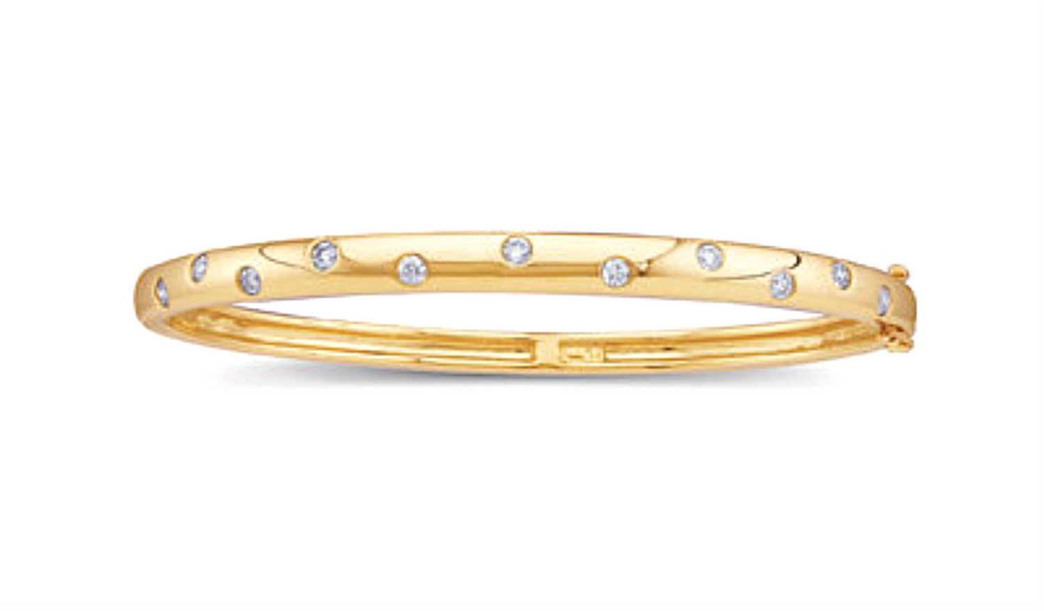 Slim Profile 1/2 CTW Diamond Bangle Bracelet in 14k Yellow Gold, 6.5"