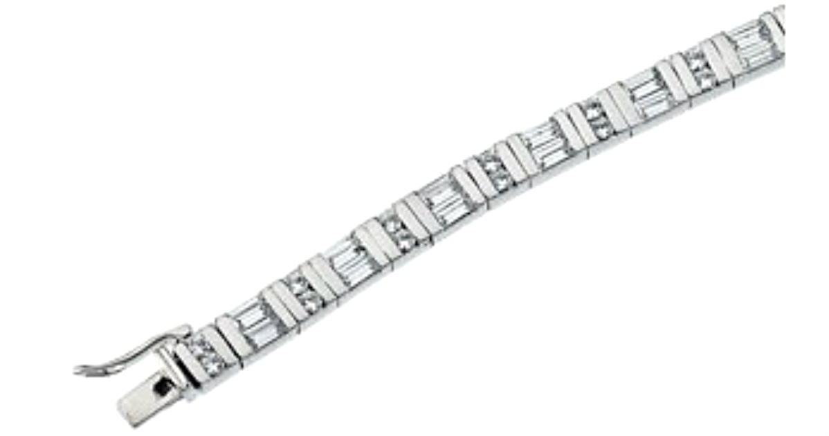 Cubic Zirconia Line Bracelet, Sterling Silver, 7"