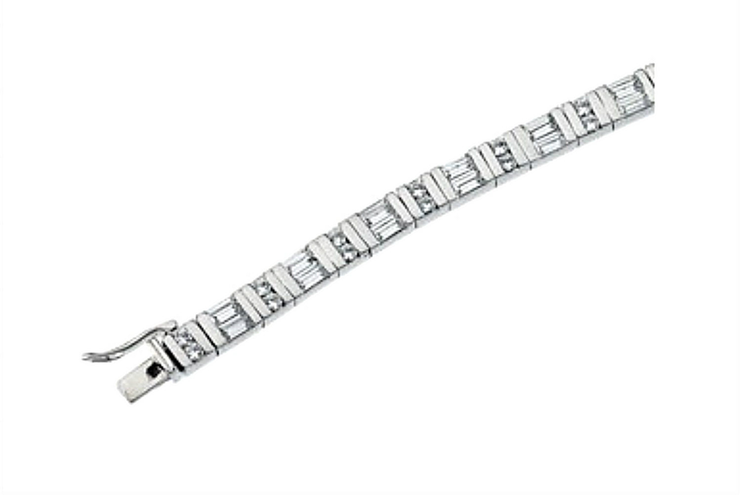 Cubic Zirconia Line Bracelet, Sterling Silver, 7"