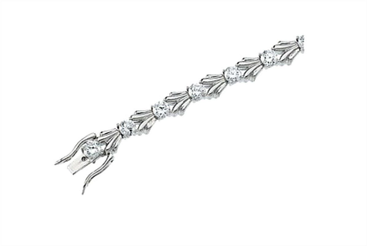 Four Prongs Set Cubic Zirconia Bracelet, Sterling Silver, 7.25"