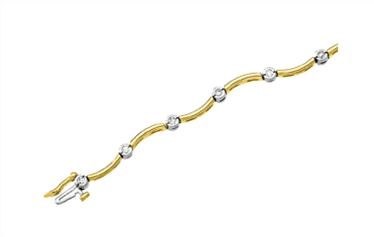  Two-Tone 1/2 CTW Diamond Line Bracelet, 14k Yellow & White Gold, 7"