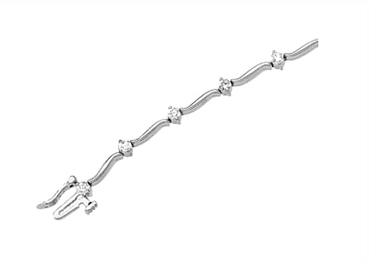 Petite 1 CTW Diamond Line Bracelet, Rhodium-Plated 14k White Gold, 7"