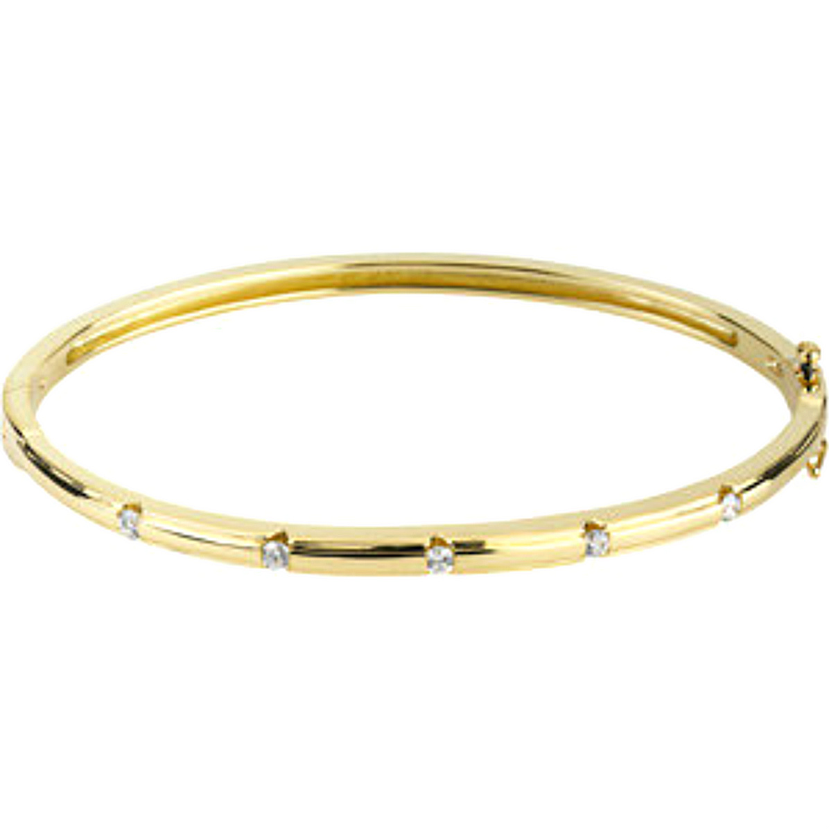 Petite 1/4 CTW Diamond Bangle Bracelet, 14k Yellow Gold, 6"