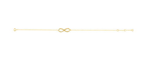Diamond Infinity Chain Bracelet, 14k Yellow Gold, Adjustable 7.25" to 8.25" (1/6 Cttw, H+ Color, I1 Clarity)