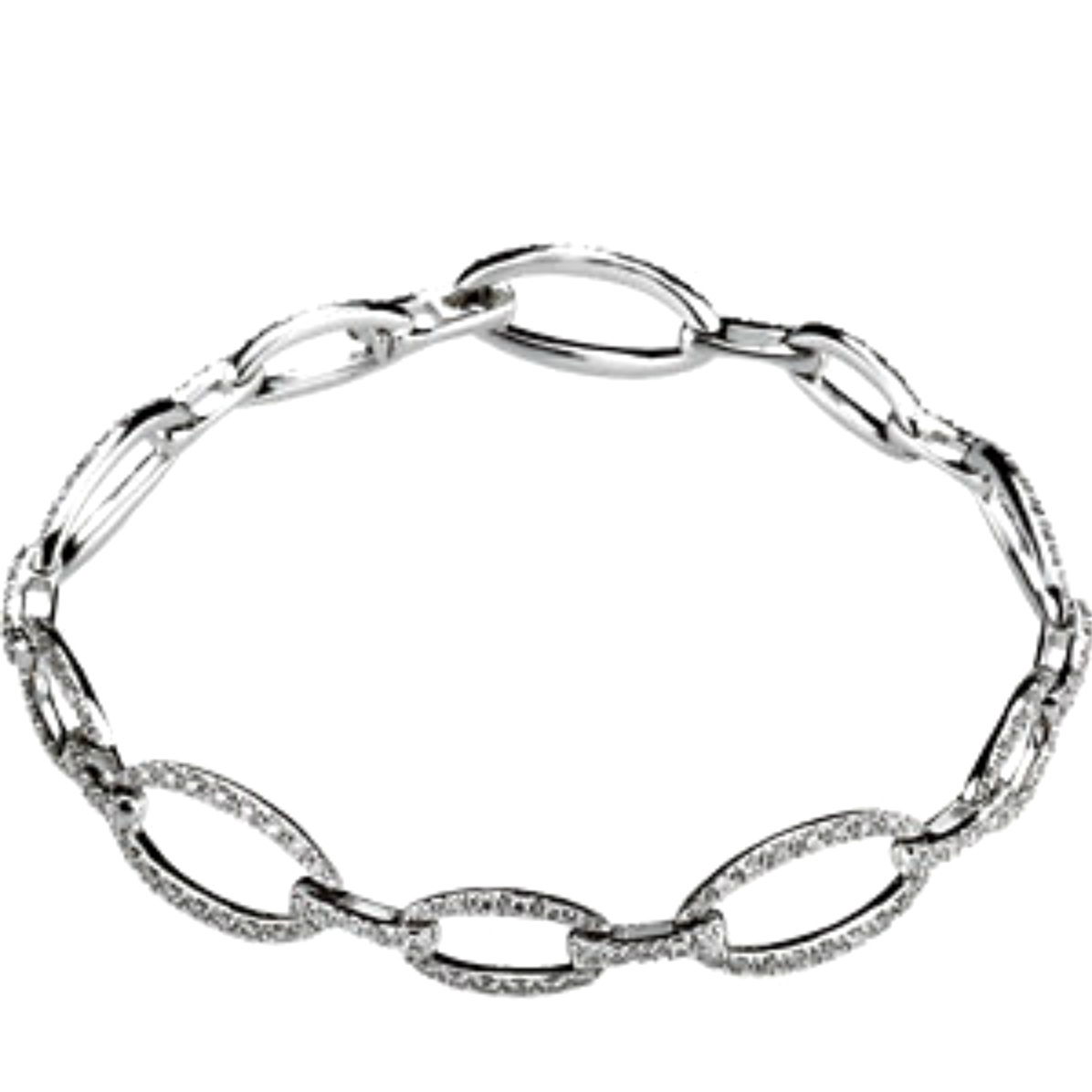Fashion 1 1/3 CTW Diamond Link Bracelet, 14k White Gold, 7.5"