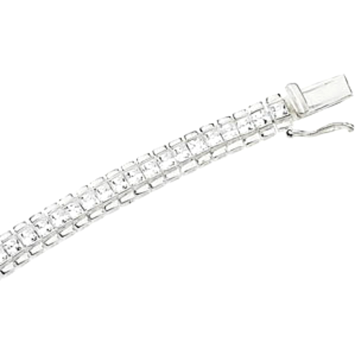 Classy Cubic Zirconia Line Bracelet, Sterling Silver, 7.25"