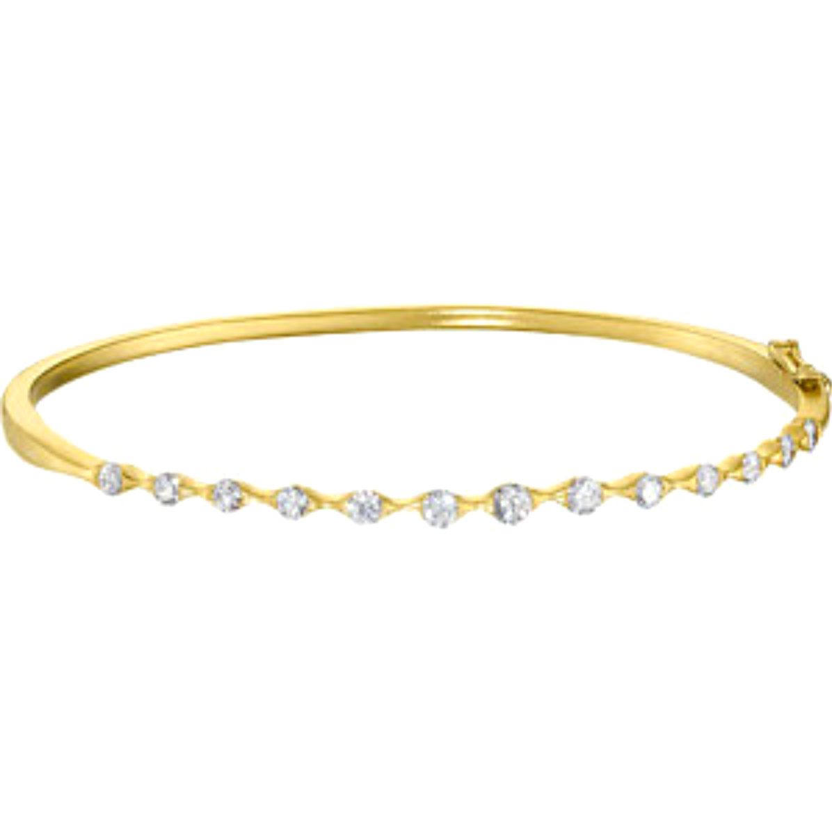 1 CTW Diamond Bangle Bracelet, 14k Yellow Gold