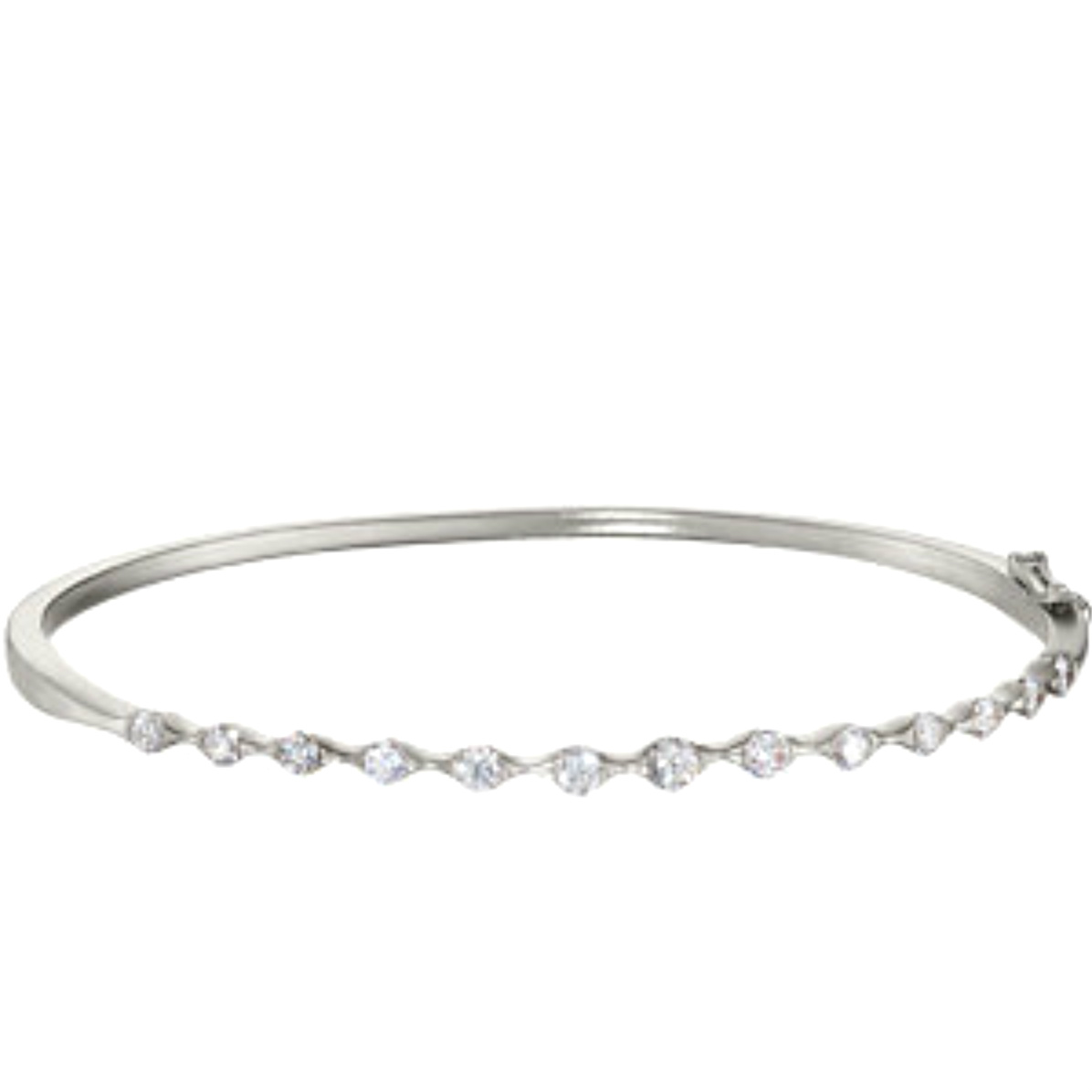 1 CTW Diamond Bangle Bracelet, 14k White Gold