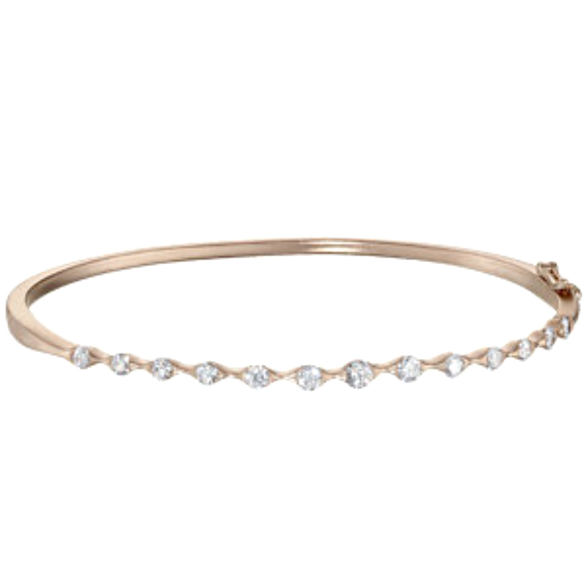 1 CTW Diamond Bangle Bracelet, 14k Rose Gold