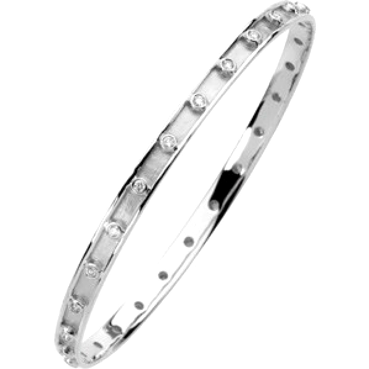 3/4 CTW Diamond Bangle Bracelet, 14k White Gold