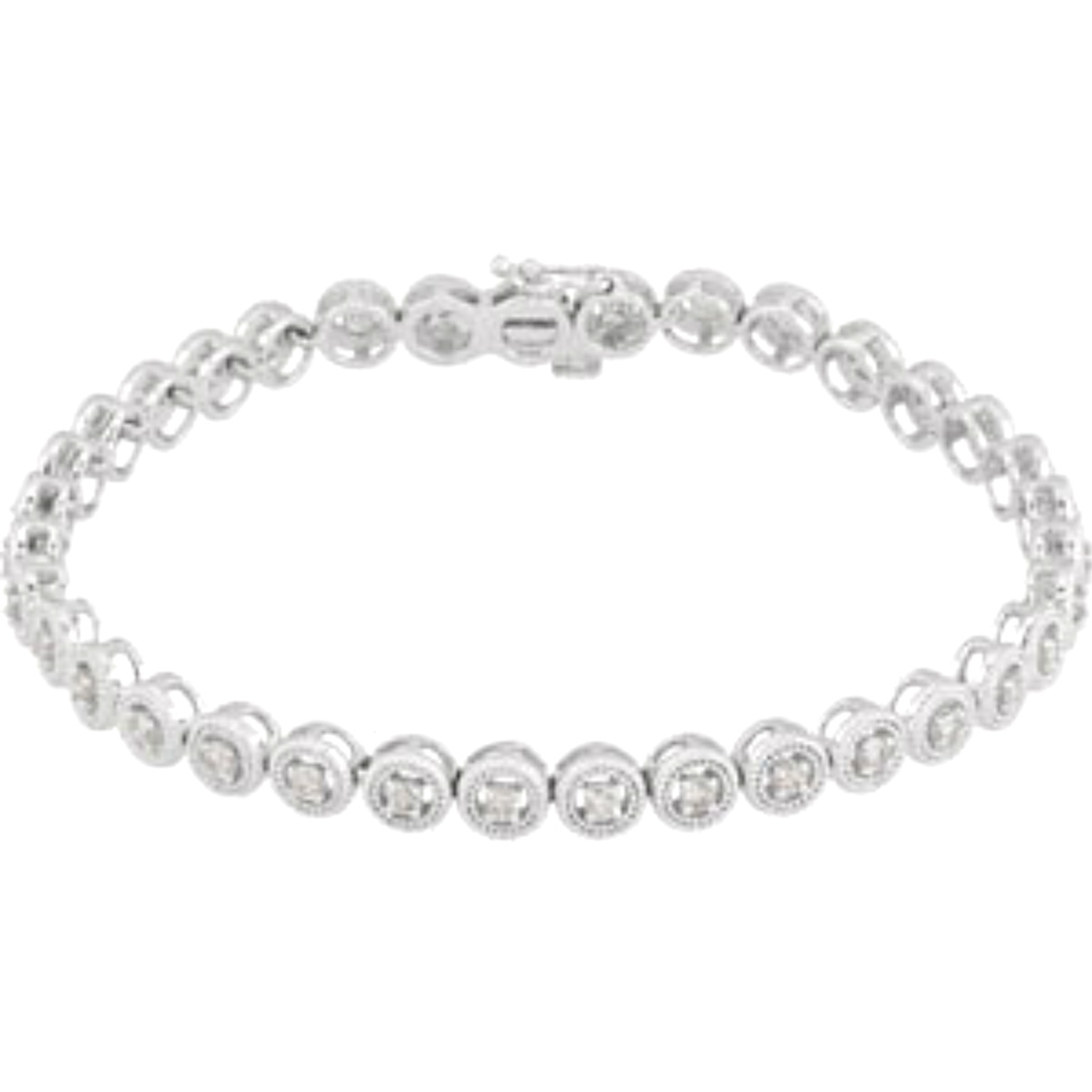 1 CTW Diamond Line Bracelet, 14k White Gold, 7"