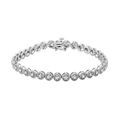 Bracelet Link, 14k White Gold, 7" (1Cttw, H+ Colour, I1 Clarity)