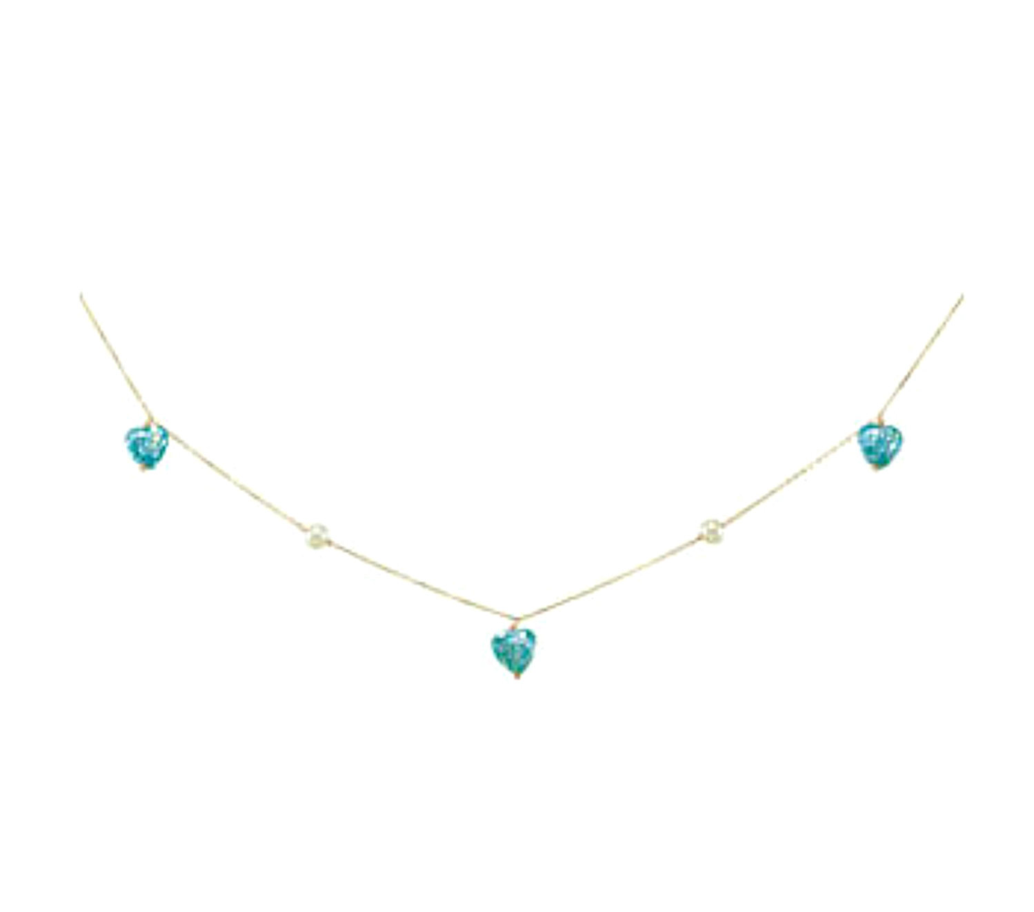 Children's White Freshwater Cultured Pearl with Sky Blue Mother of Pearl Heart Pendant Necklace In 14k Yellow Gold. 