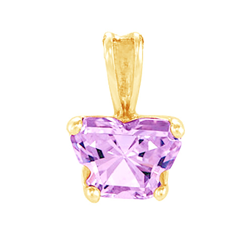 Girl's Bfly Light Purple Cubic Zirconia 10k Yellow Gold Pendant