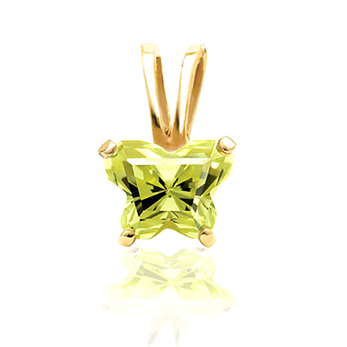 Girl's Bfly Lime Cubic Zirconia 10k Yellow Gold Pendant
