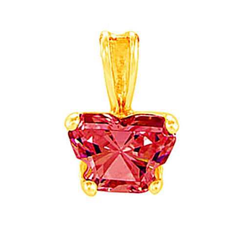 Girl's Bfly Red Cubic Zirconia 14k Yellow Gold Pendant