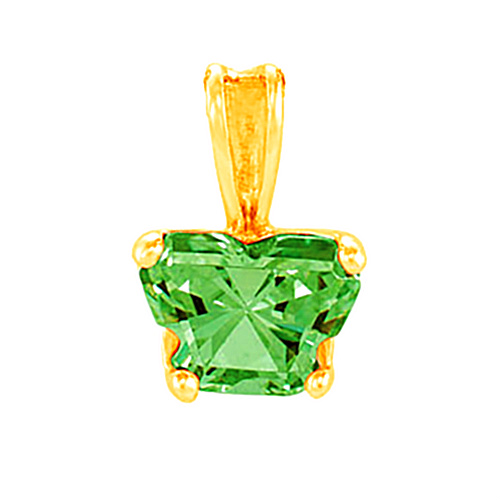 Girl's Bfly Green Cubic Zirconia 14k Yellow Gold Pendant