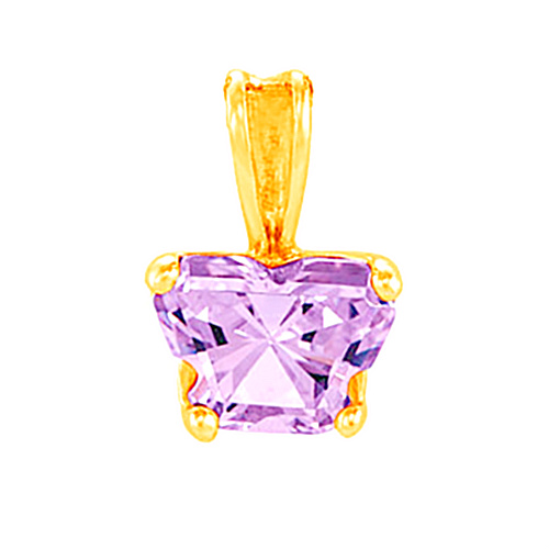 Girl's Bfly Light Purple Cubic Zirconia 14k Yellow Gold Pendant