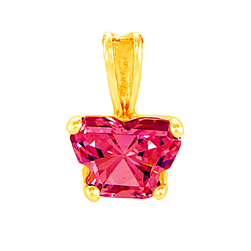 Girl's Bfly Fuchsia Cubic Zirconia 14k Yellow Gold Pendant