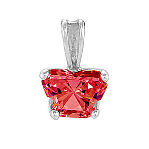 Girl's Bfly Red Cubic Zirconia 10k White Gold Pendan