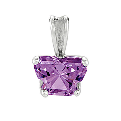 Girl's Bfly Purple Cubic Zirconia 10k White Gold Pendant