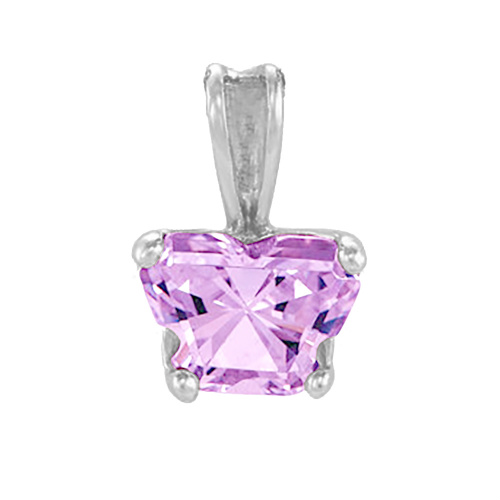 Girl's Bfly Light Purple Cubic Zirconia 10k White Gold Pendant