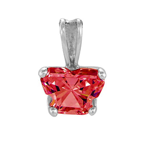 Girl's Bfly Red Cubic Zirconia 14k White Gold Pendant