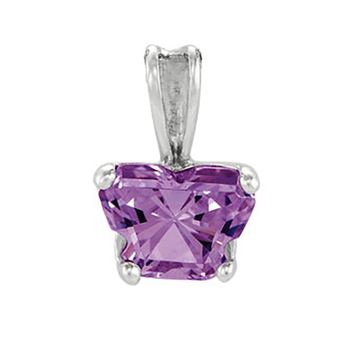 Girl's Bfly Purple Cubic Zirconia 14k White Gold Pendant