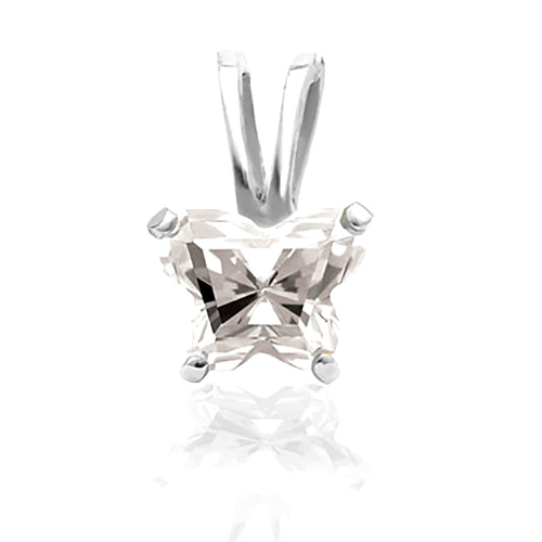 Girl's Bfly White Cubic Zirconia 10k White Gold Pendant