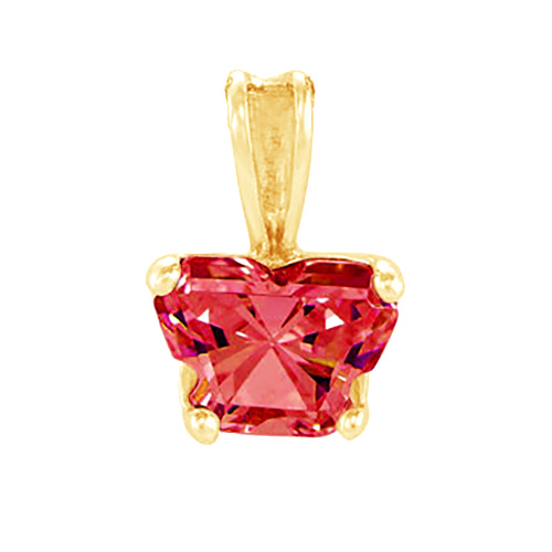 Girl's Bfly Red Cubic Zirconia 10k Yellow Gold Pendant
