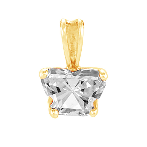 Girl's Bfly White Cubic Zirconia 10k Yellow Gold Pendant