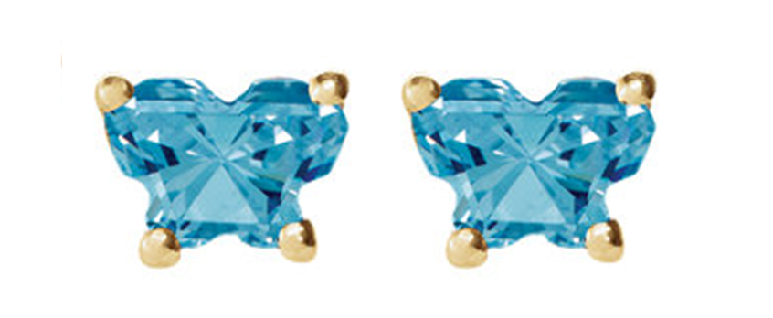 Bfly Light Blue Butterfly CZ December Birthstone Earrings192015.