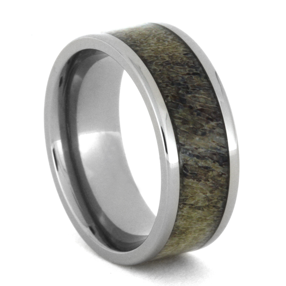 Deer Antler 8mm Comfort Fit Titanium Band.