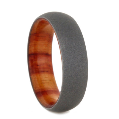 Tulip Wood with Sandblasted 6mm Comfort Fit Titanium Wedding Band