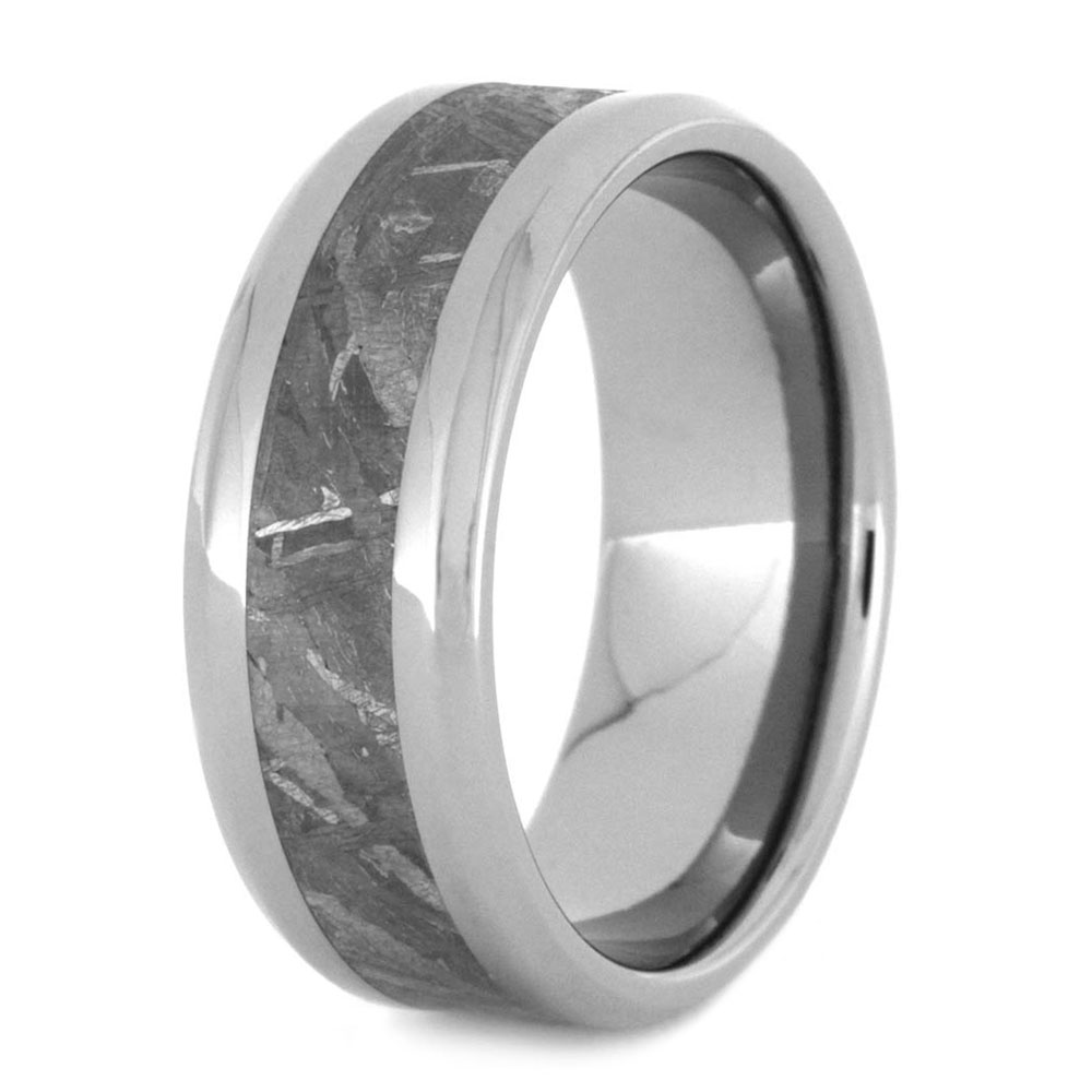 Gibeon Meteorite In Beveled 8MM Comfort Fit Titanium Band