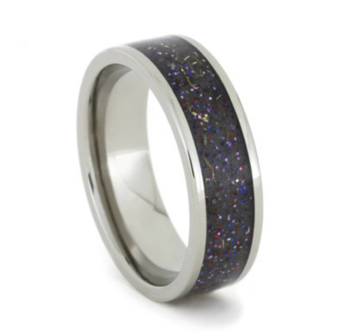 Black Dark Stardust Inlay 7mm Comfort-Fit Titanium Wendding Band